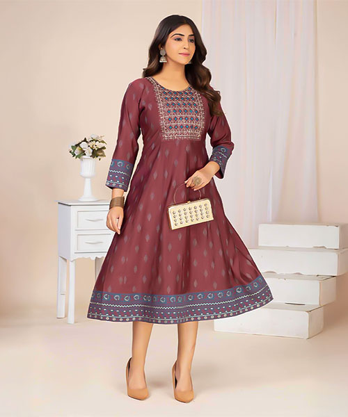 Brown Chanderi Casual Wear Kurti in ipswich