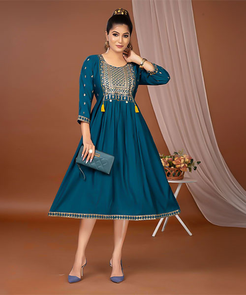 Blue Roman Silk  Casual Wear Kurti in ipswich