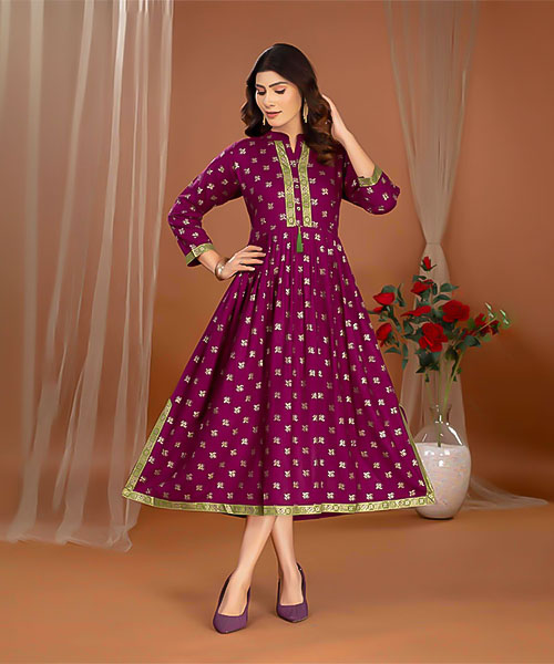 Magenta Rayon Casual Wear Kurti in delhi