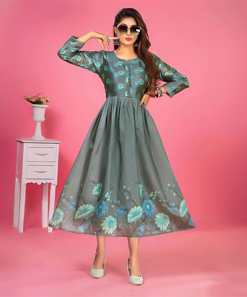 Grey  Zarna Silk Casual Wear Kurti in glasgow