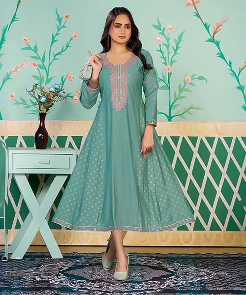 Cyan Roman Silk  Casual Wear Kurti in belfast