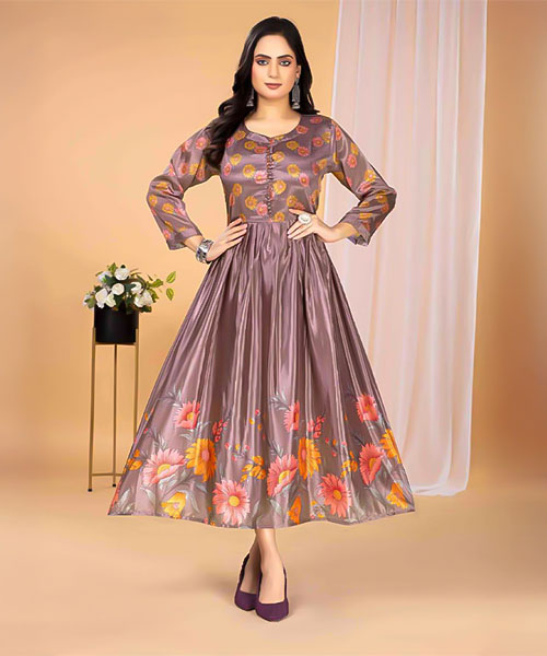 Brown  Stylon Silk Casual Wear Kurti in fiji