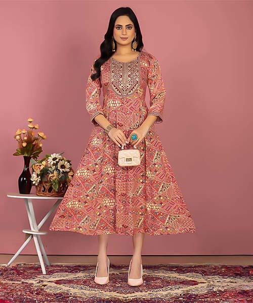 Pink  Rayon Printed Kurti in st davids