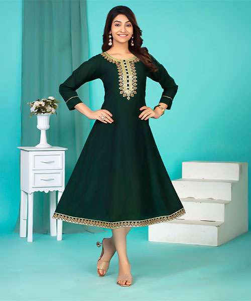 Green  Roman Silk Casual Wear Kurti in southampton