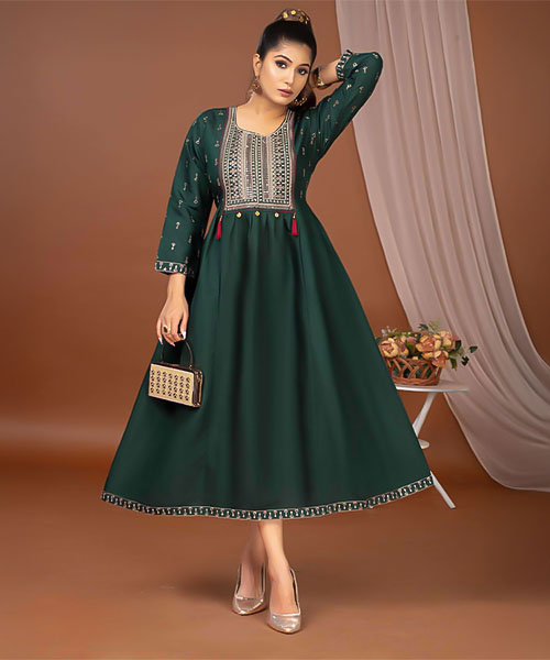 Green  Roman Silk  Casual Wear Kurti in ipswich