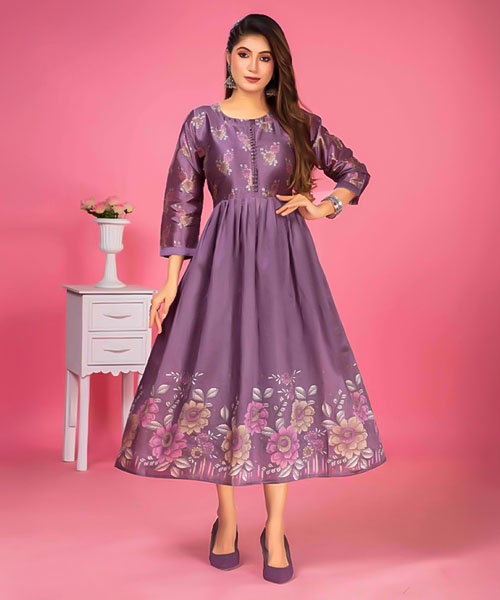 Purple Zarna Silk Casual Wear Kurti in glasgow