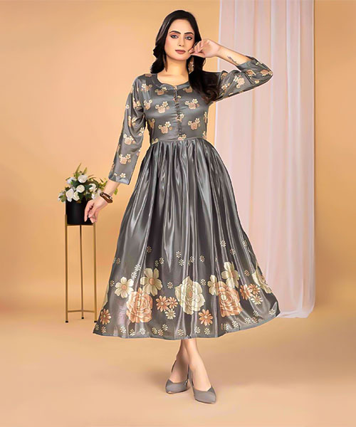 Brown  Stylon Silk Casual Wear Kurti in fiji