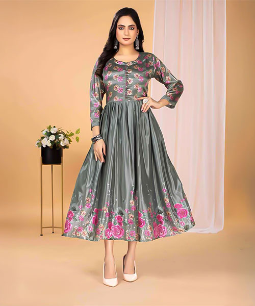 Grey  Stylon Silk Casual Wear Kurti in fiji
