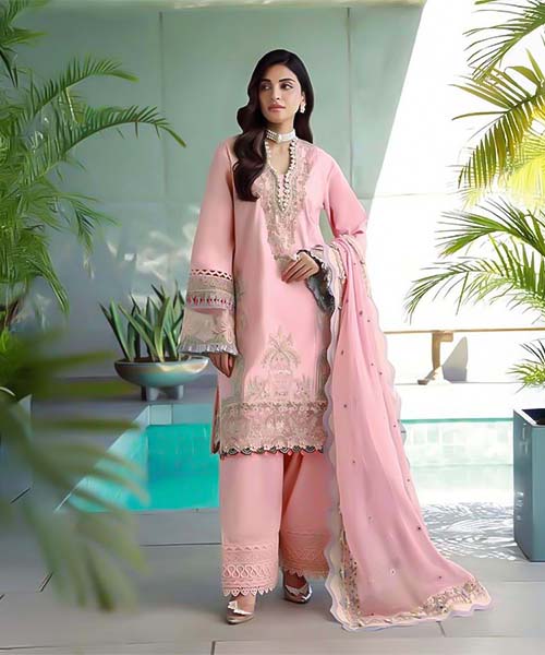 Pink  Cotton  Printed Salwar Kameez in united states