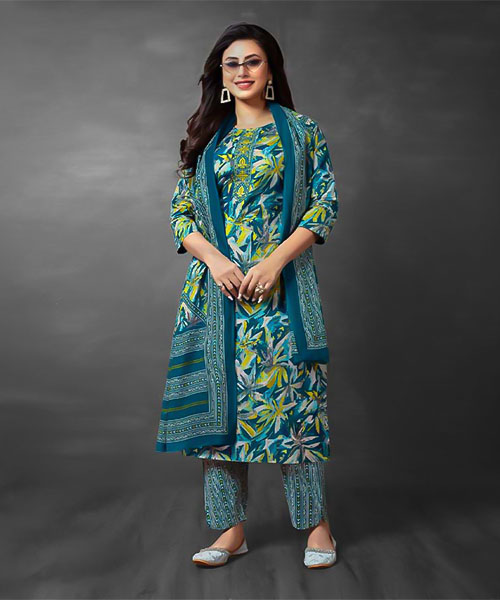 Blue  Cotton Printed Salwar Kameez in detroit