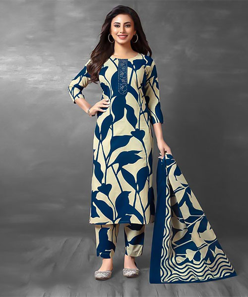 Blue  Cotton Printed Salwar Kameez in detroit