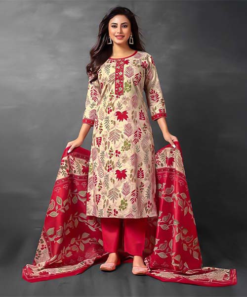 White  Cotton Printed Salwar Kameez in detroit