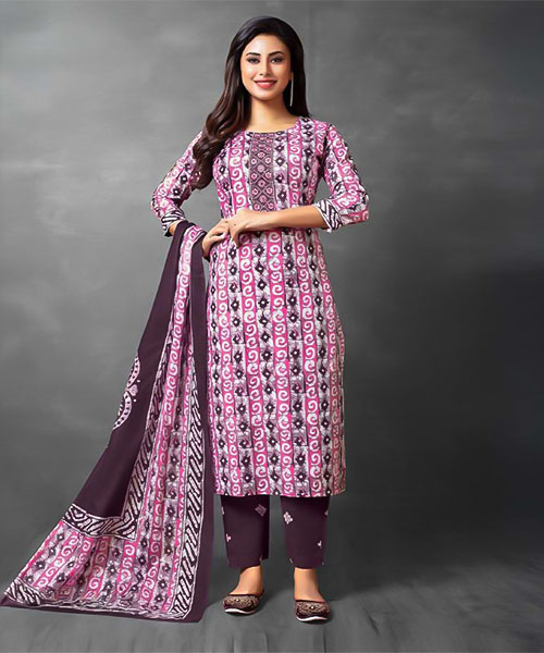 Purple  Cotton Printed Salwar Kameez in detroit