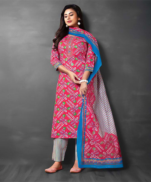 Red  Cotton Printed Salwar Kameez in detroit