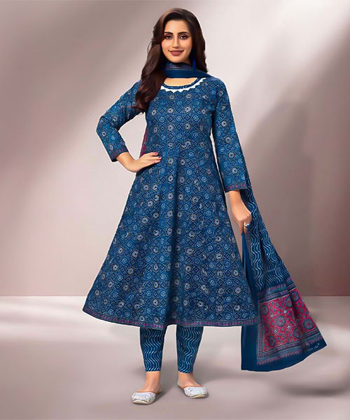 Blue  Cotton Casual Wear Salwar Kameez in united states