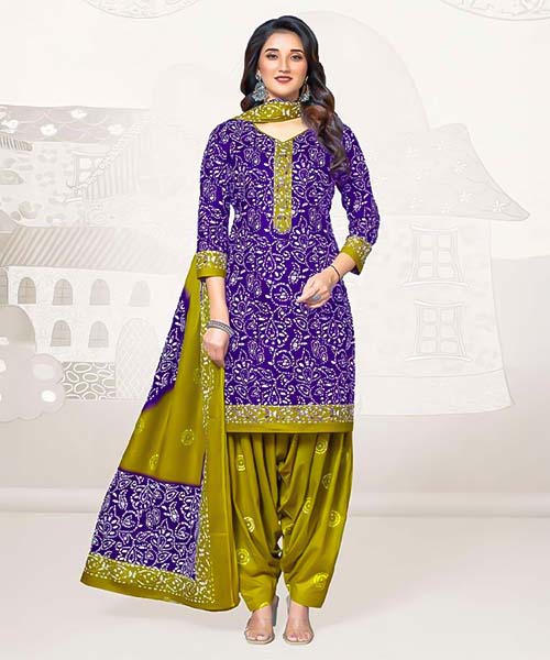 Violet Cotton Casual Wear Salwar Kameez