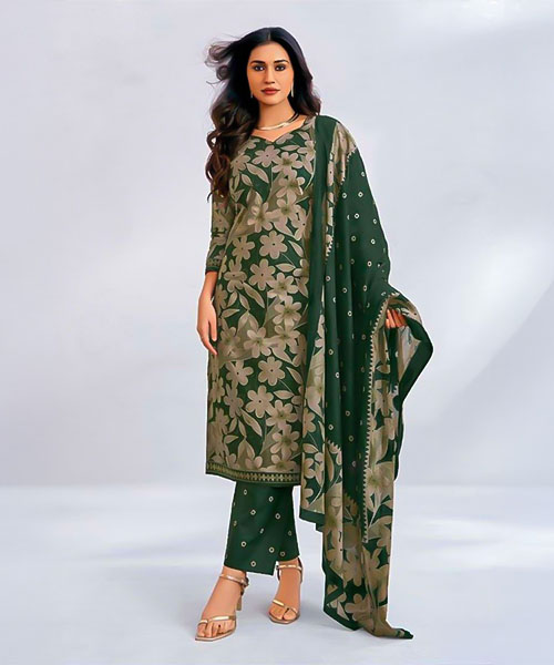 Green  Cotton Casual Wear Salwar Kameez