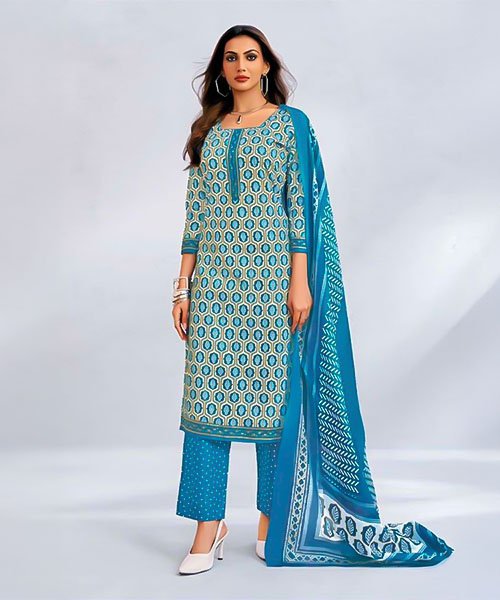 Blue Cotton Casual Wear Salwar Kameez in poole