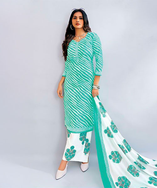 Green  Cotton Casual Wear Salwar Kameez