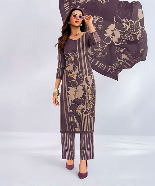 Brown Cotton Casual Wear Salwar Kameez