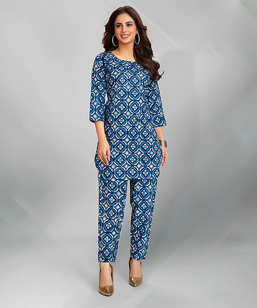 Blue  Fancy Printed Kurti