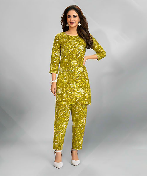 Green  Fancy Printed Kurti in canada