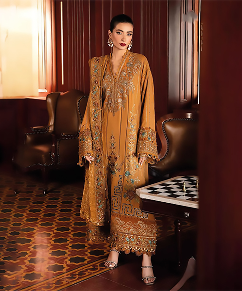 Yellow Viscose Printed Suit