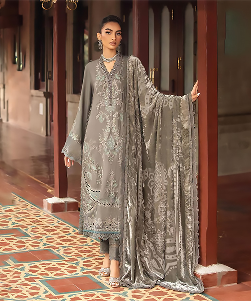 Grey Viscose Printed Suit