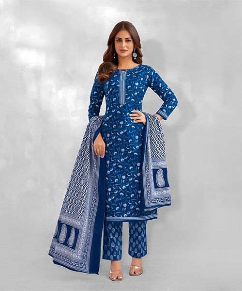 Blue Fancy Casual Wear Salwar Kameez in oxford