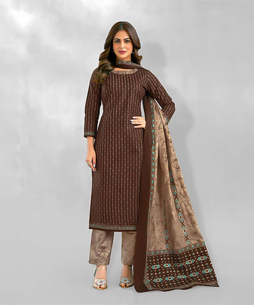 Brown Fancy Casual Wear Salwar Kameez in oxford