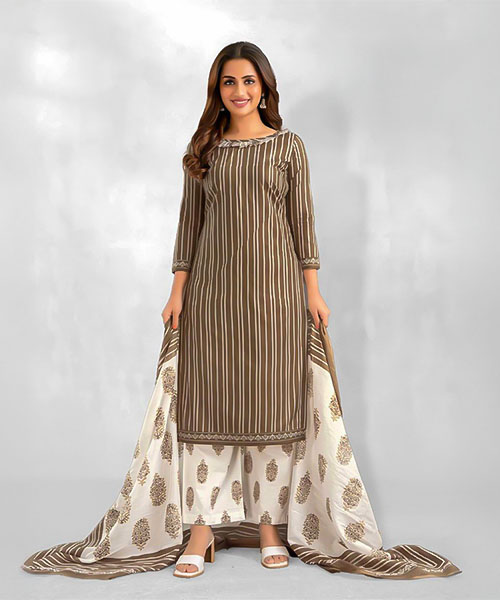 Brown Fancy Casual Wear Salwar Kameez in oxford