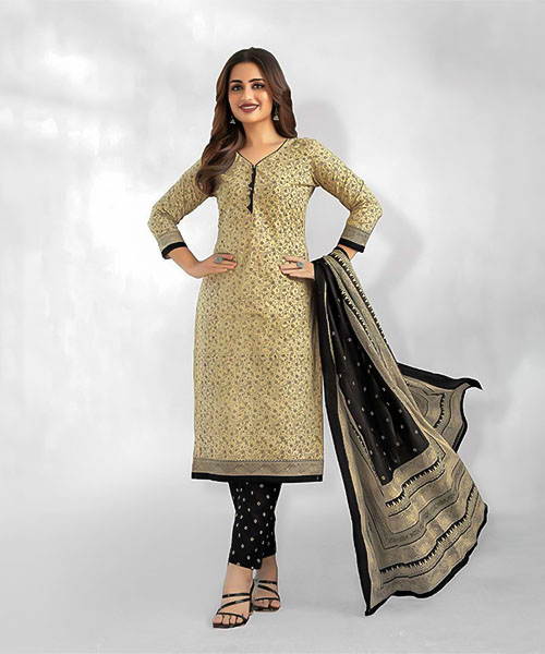 Yellow Fancy Casual Wear Salwar Kameez in oxford