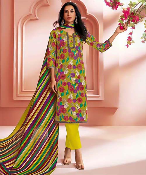 Green  Cotton Printed Salwar Kameez in cardiff