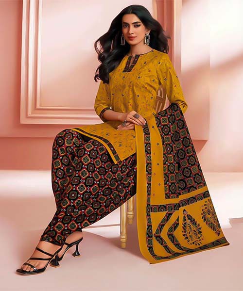 Brown  Cotton Printed Salwar Kameez in cardiff