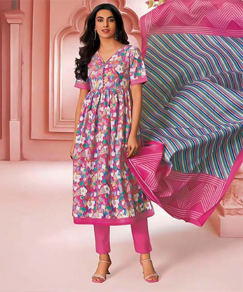 Purple Cotton Printed Salwar Kameez in cardiff