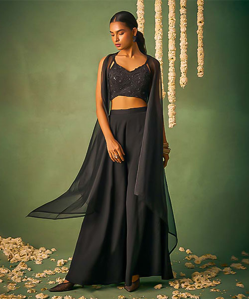 Black Chinon  Casual Wear Lehenga in portugal