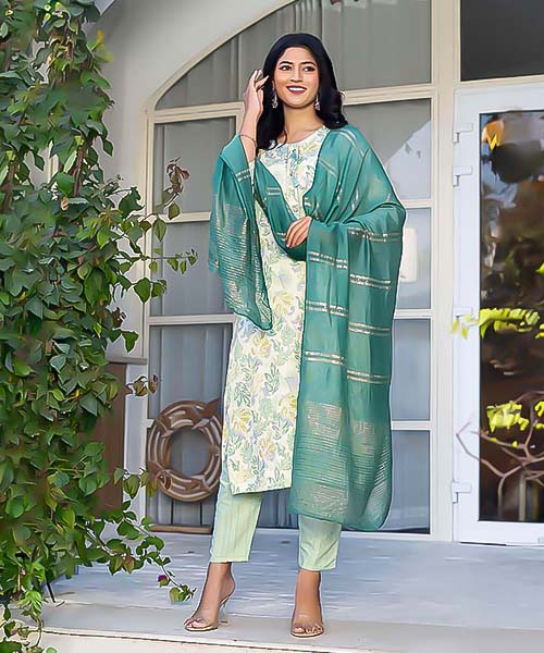 Green Capsule Print Printed Kurti