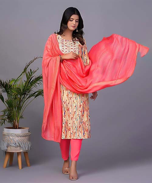 Yellow Silk Printed Kurti in delhi