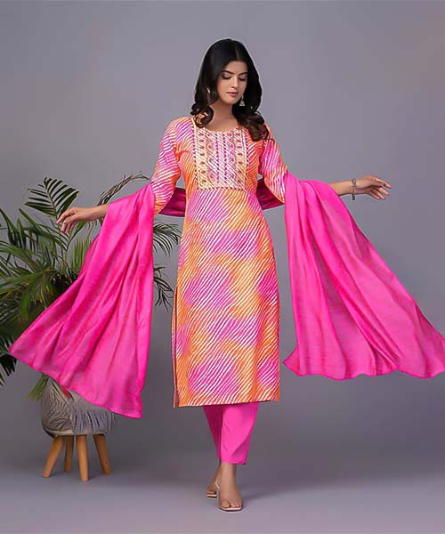 Pink Silk Printed Kurti in delhi