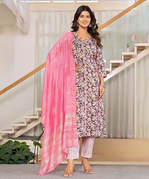 Pink Capsule Print Printed Kurti