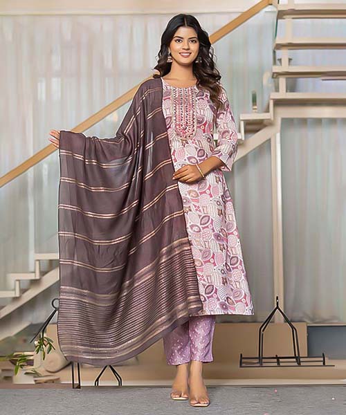 Purple  Capsule Print Printed Kurti