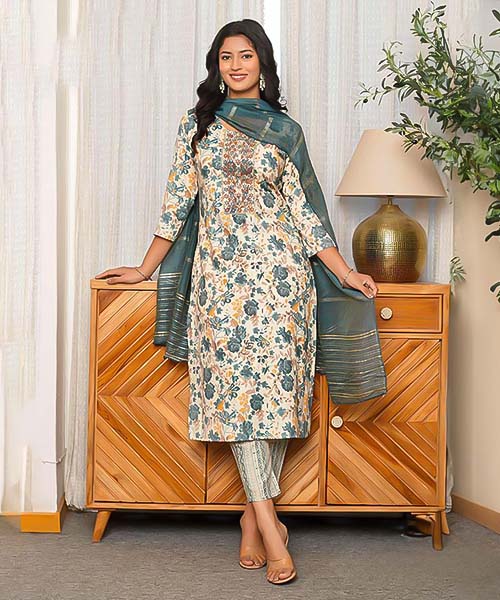 Green  Capsule Print Printed Kurti