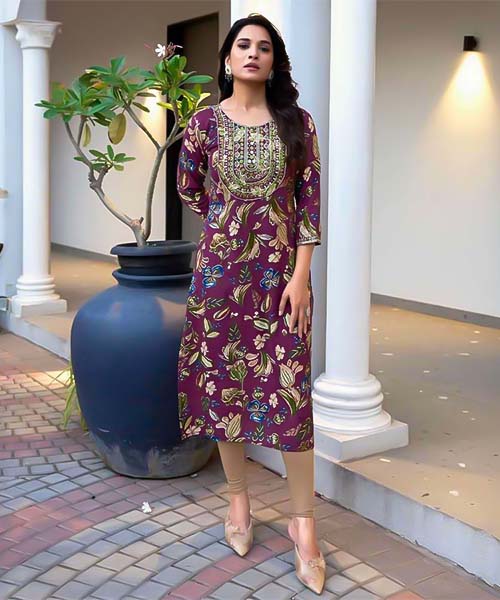 Violet  Rayon Printed Kurti in northampton