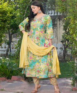 Anarkali suit is a traditional Indian outfit featuring a long  flowing frock style top