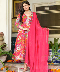 Anarkali suit is a traditional Indian outfit featuring a long  flowing frock style top