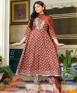 Anarkali suit is a traditional Indian outfit featuring a long  flowing frock style top