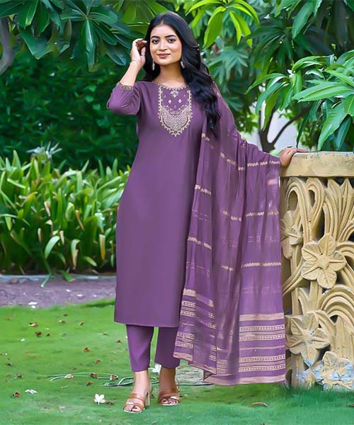 Violet  Roman Silk  Casual Wear Salwar Kameez in cardiff