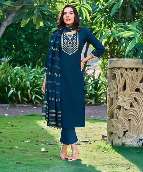 Blue Roman Silk  Casual Wear Salwar Kameez in cardiff