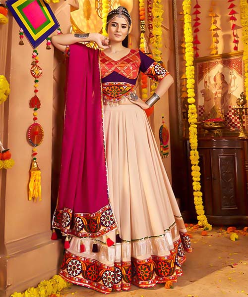 White  Viscose Rayon Designer Lehenga