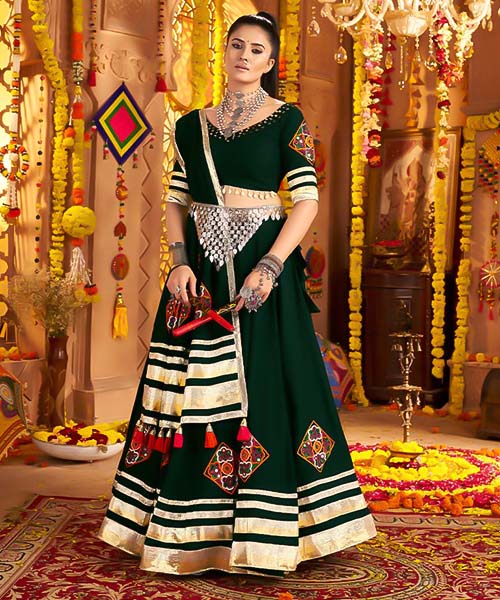 Green  Viscose Rayon Designer Lehenga